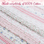 Romantic Chic Lace Ruffle Pink Real Patchwork Cotton Reversible Quilt Bedding Set