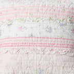 Romantic Chic Lace Ruffle Pink Real Patchwork Cotton Reversible Quilt Bedding Set