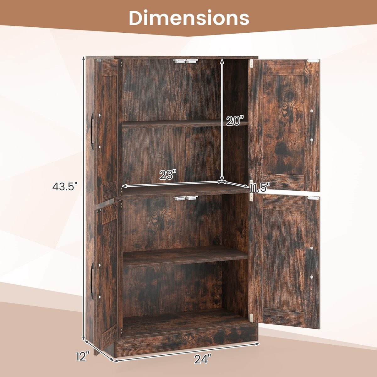 Bathroom Cabinet 43.5 inch Storage Cabinet