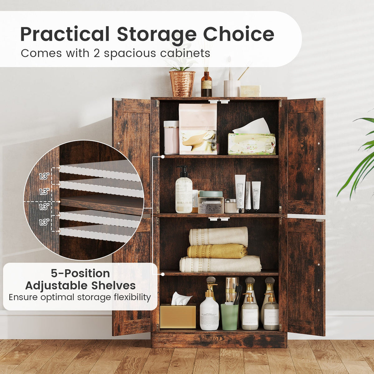 Bathroom Cabinet 43.5 inch Storage Cabinet