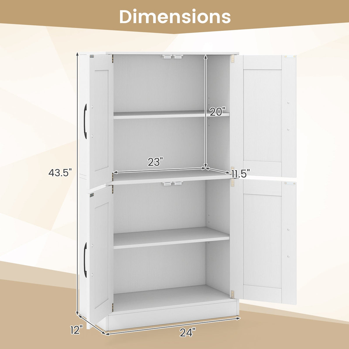 Bathroom Cabinet 43.5 inch Storage Cabinet