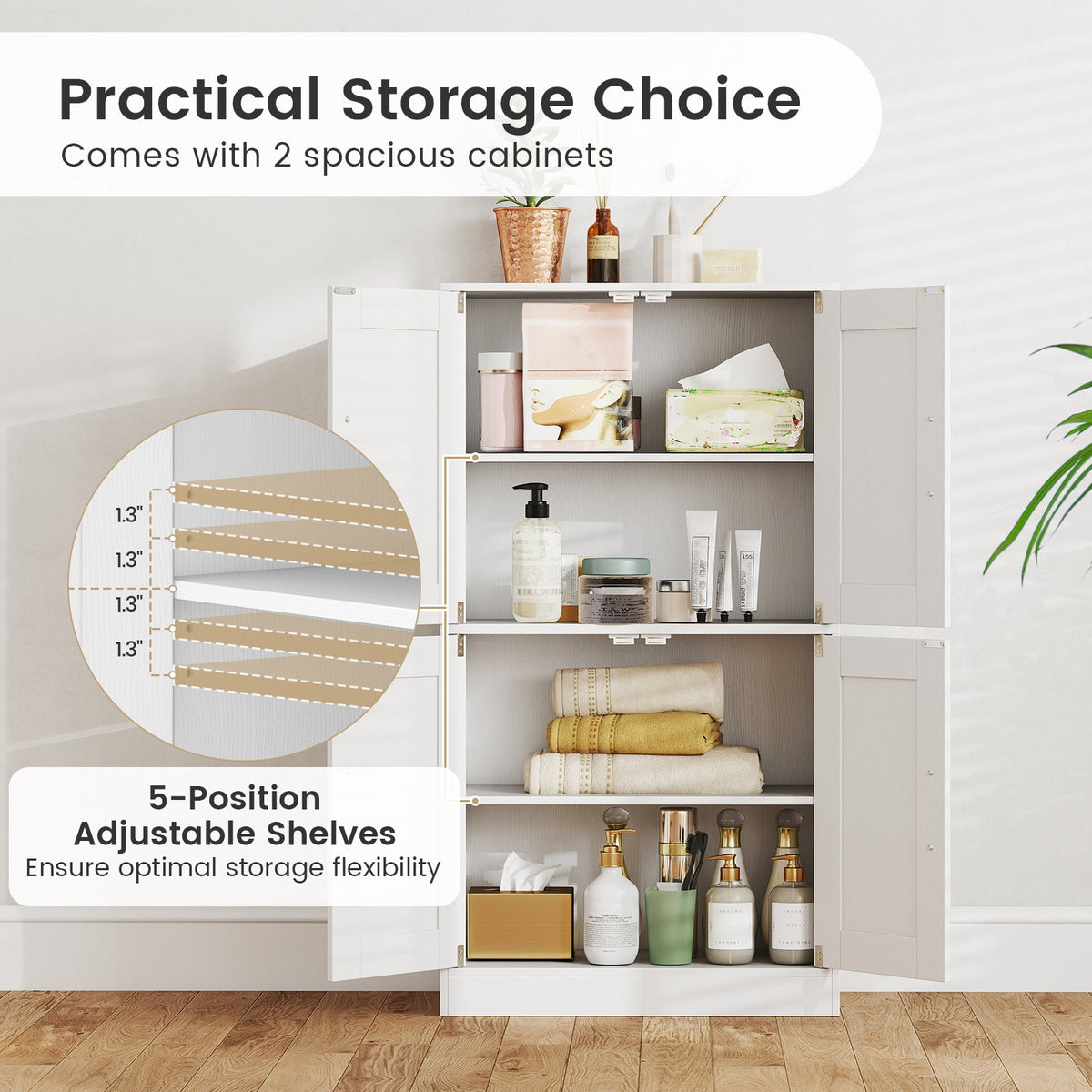 Bathroom Cabinet 43.5 inch Storage Cabinet