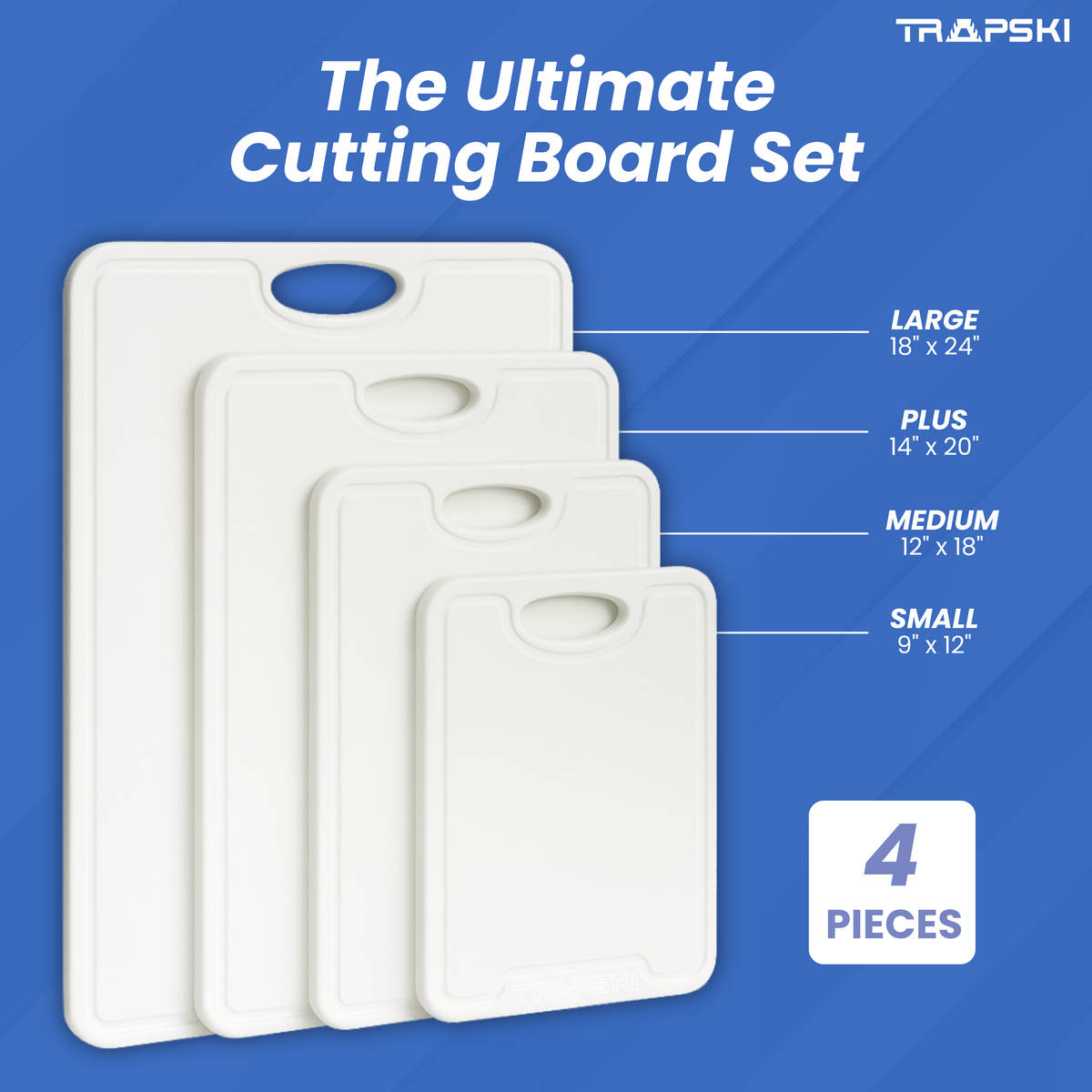 TRAPSKI Premium 1/2 Inch Thick HDPE Cutting Boards