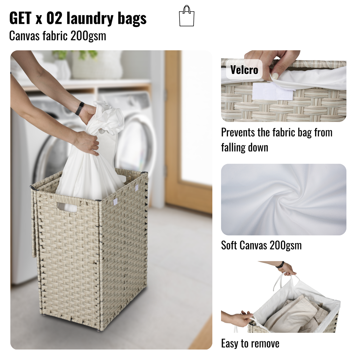Laundry Hamper With Lid PE Rattan