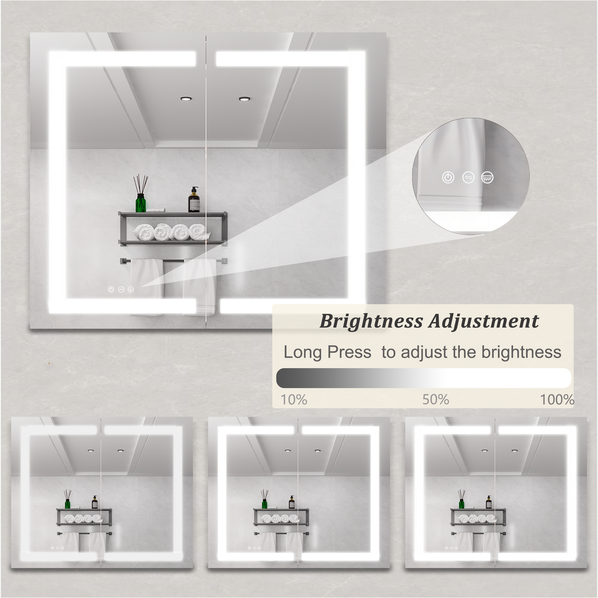 36 x 30 inch Medicine Cabinet with LED Vanity Mirror Anti-Fog