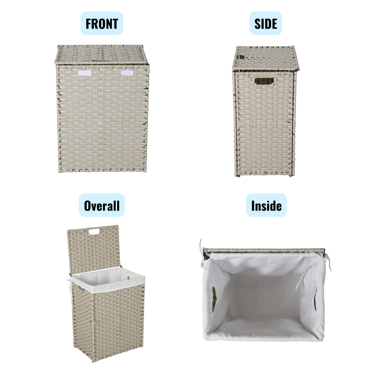 Laundry Hamper With Lid PE Rattan
