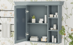 35 ''x 28' 'blue wall mounted bathroom storage cabinet with mirror door