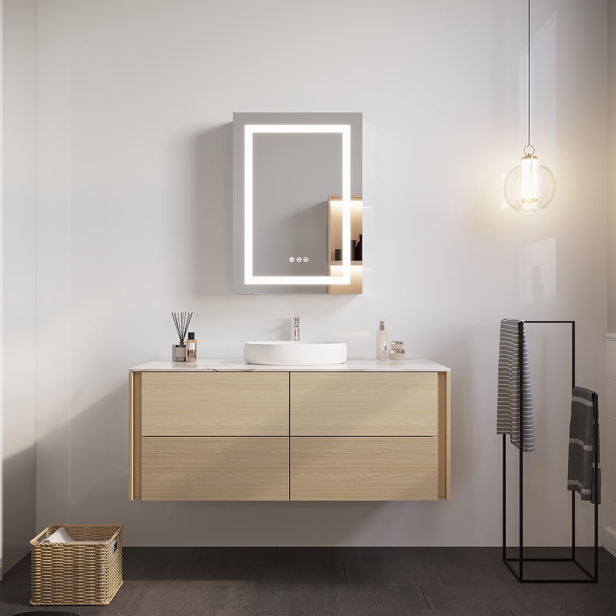 26x20 inch Bathroom Medicine Cabinet with LED Mirror, Anti-Fog, Waterproof