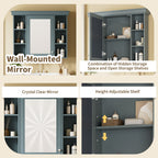 35 ''x 28' 'blue wall mounted bathroom storage cabinet with mirror door