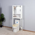 Over-the-Toilet Storage Cabinet, Space-Saving Bathroom Cabinet, with Adjustable Shelves and A Barn Door 27.16 x 9.06 x 67 inch