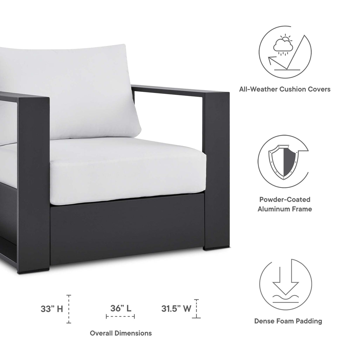 Tahoe Outdoor Patio Aluminum Armchair