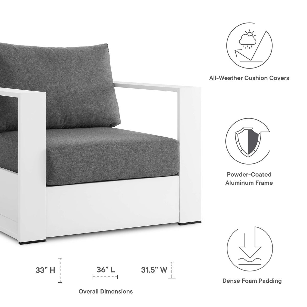 Tahoe Outdoor Patio Aluminum Armchair