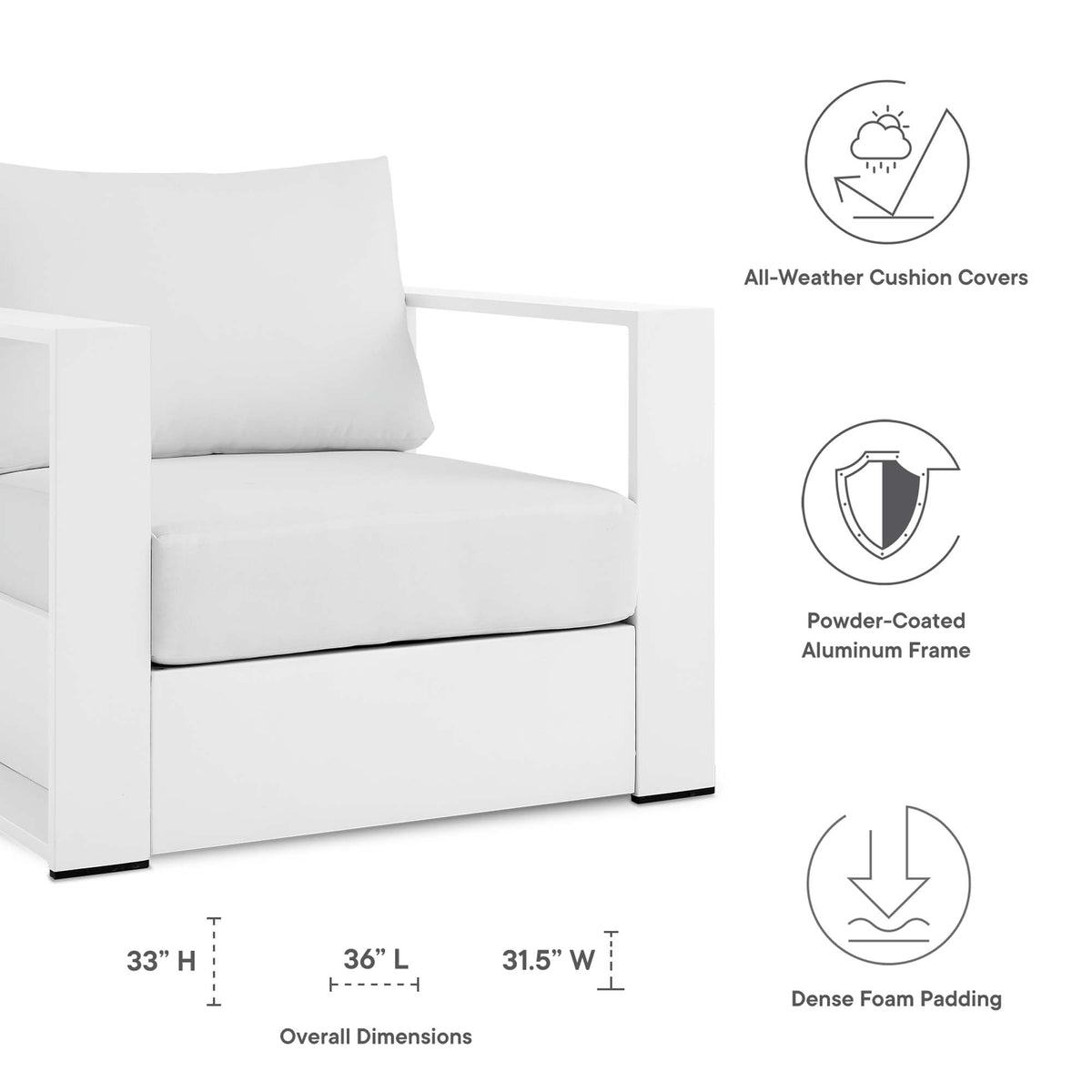 Tahoe Outdoor Patio Aluminum Armchair