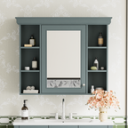 35 ''x 28' 'blue wall mounted bathroom storage cabinet with mirror door