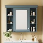 35 ''x 28' 'blue wall mounted bathroom storage cabinet with mirror door