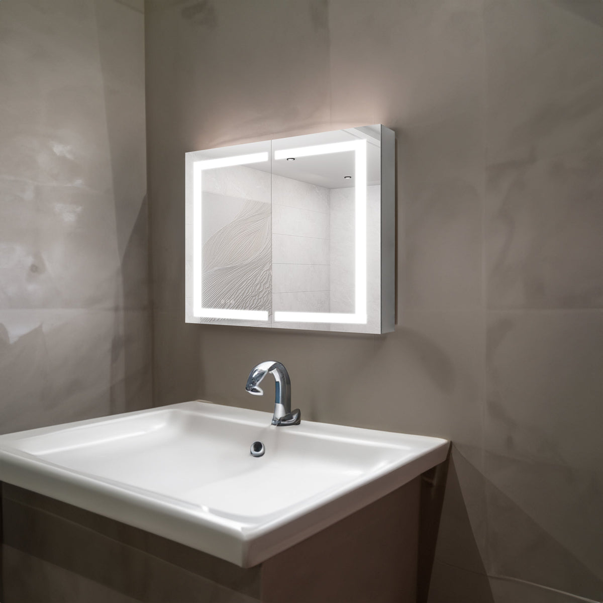 36 x 30 inch Medicine Cabinet with LED Vanity Mirror Anti-Fog