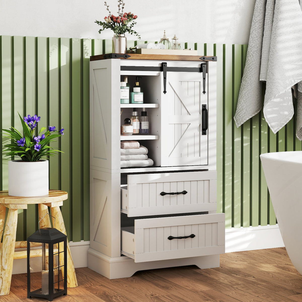 Farmhouse Bathroom Floor Cabinet