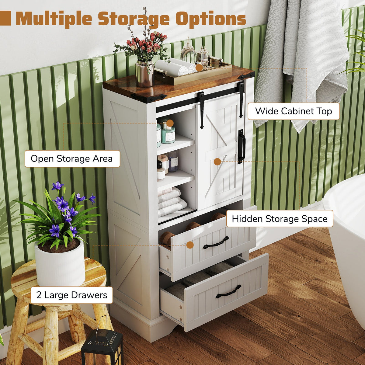 Farmhouse Bathroom Floor Cabinet