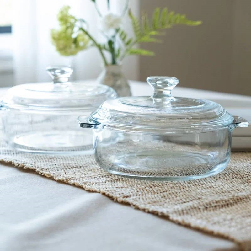 Set of 2 - 1-Quart Glass Dutch Oven