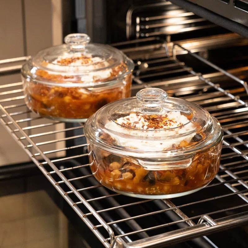 Set of 2 - 1-Quart Glass Dutch Oven