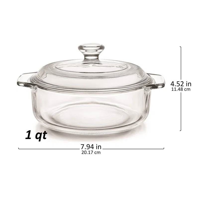 Set of 2 - 1-Quart Glass Dutch Oven