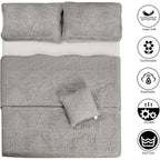 King size Ash Grey Damask Embroidered 4 Piece Oversized Bedspread Set