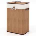 19 Gal Rectangle Laundry Basket Bamboo Clothes Hamper with Handles and Lid