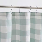 72-inch 100-Percent Cotton Fabric Shower Curtain with Green White Plaid Pattern