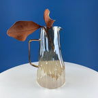 Iridescent Peach Bark Pattern Glass Pitcher Vase