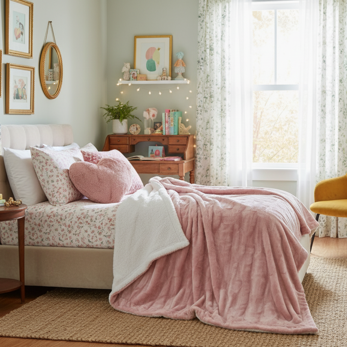 Tache Faux Fur Dusty Rose Gold Pink Throw Blanket