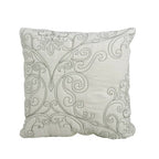 Queen size Antique White Damask Embroidered 4 Piece Oversized Bedspread Set