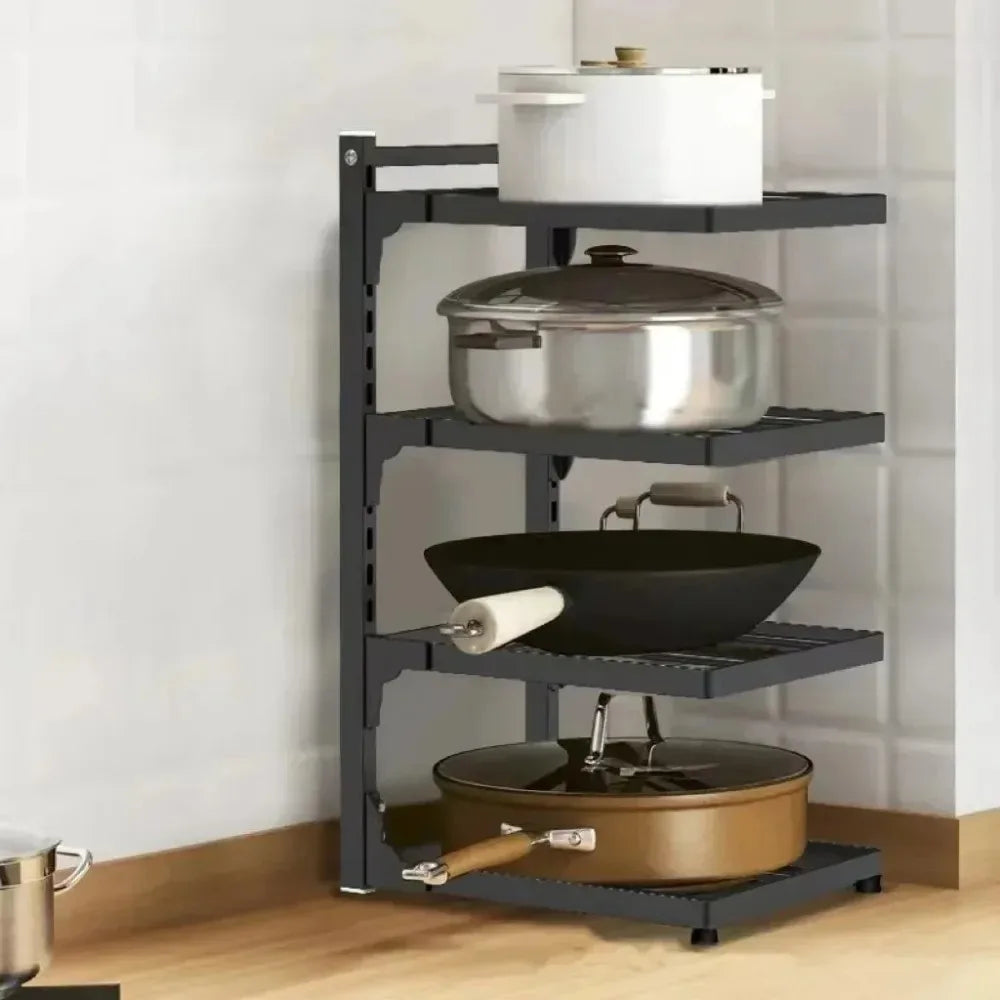 4-Tier Adjustable Pot Storage Rack Under-Sink/Countertop