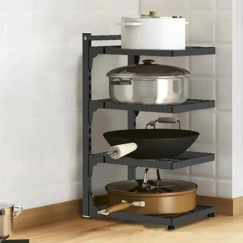 4-Tier Adjustable Pot Storage Rack Under-Sink/Countertop