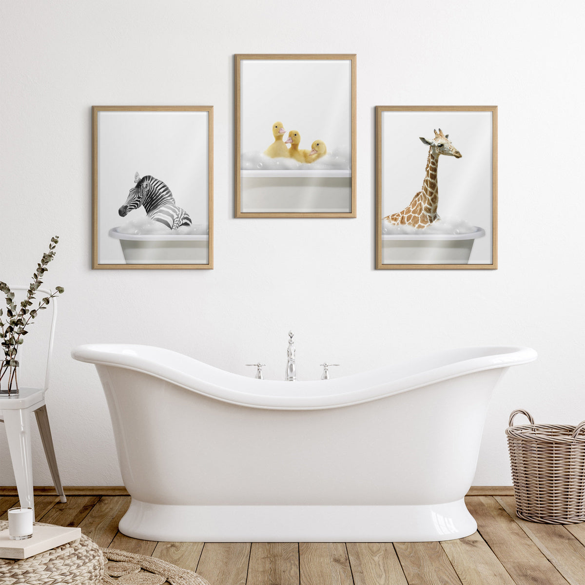 Blake Bathroom Bubble Bath Zebra Framed Printed Glass