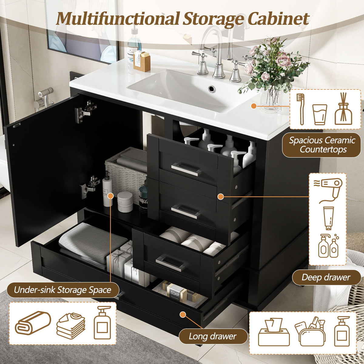 Modern Bathroom Cabinet With Sink Combo Set