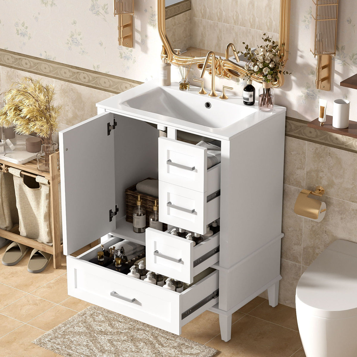 Modern Bathroom Cabinet With Sink Combo Set