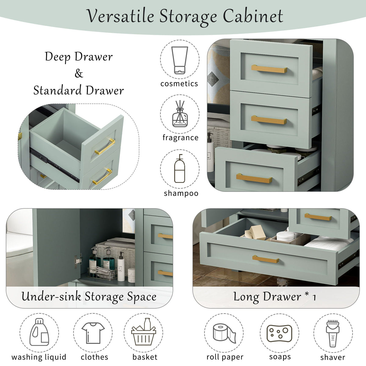 Modern Bathroom Cabinet With Sink Combo Set
