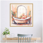 Sylvie Flamingo Bath Pastel Tropical Bathroom Watercolor Framed Canvas