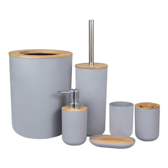 Bamboo Bathroom Accessories Set