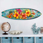 Hawaiian Flowers Surfboard Coastal Wall Art