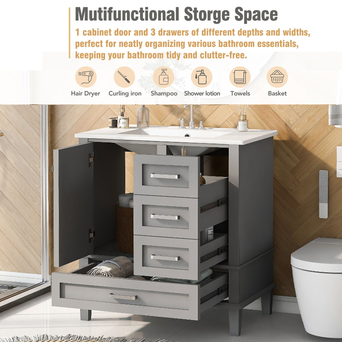 Modern Bathroom Cabinet With Sink Combo Set