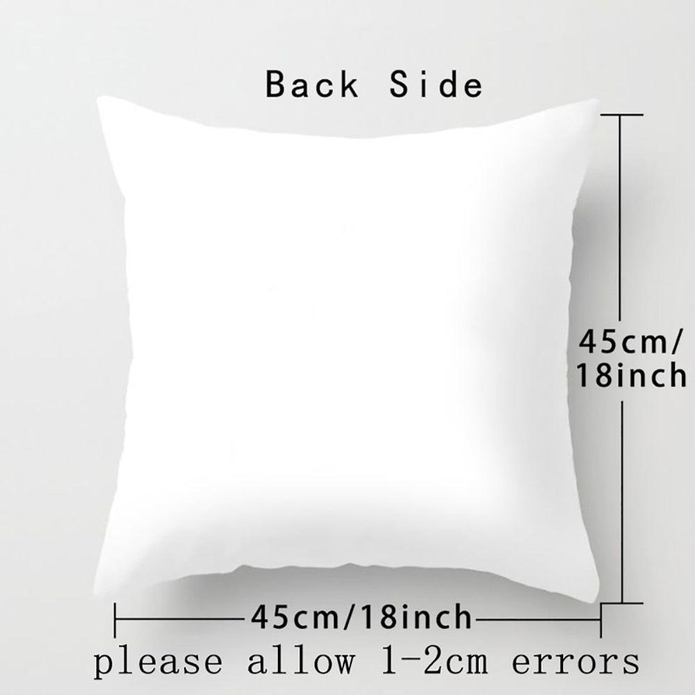 Black Alphabet Flower Print Pillow Cover