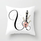 Black Alphabet Flower Print Pillow Cover