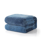 Tache Solid Embossed Rainy Day Grey Blue Sherpa Throw Blanket