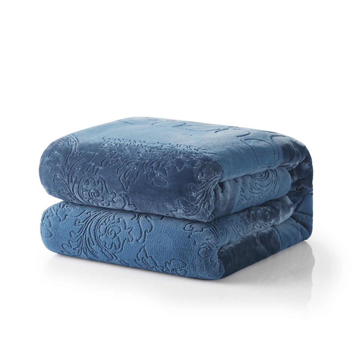 Tache Solid Embossed Rainy Day Grey Blue Sherpa Throw Blanket