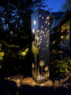 Blowing Dandelions Steel Luminary Pillar | Solar Light