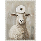 Sylvie Toilet Paper Roll on Cute Sheeps Head Bathroom Art Framed Canvas