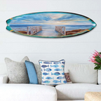 Wooden Pier Surfboard Coastal Wall Art