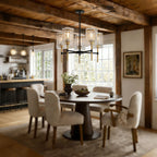 5 Light Chandelier, Textured Glass Pendant Light, (Not Including The Bulb) - Black / Gold