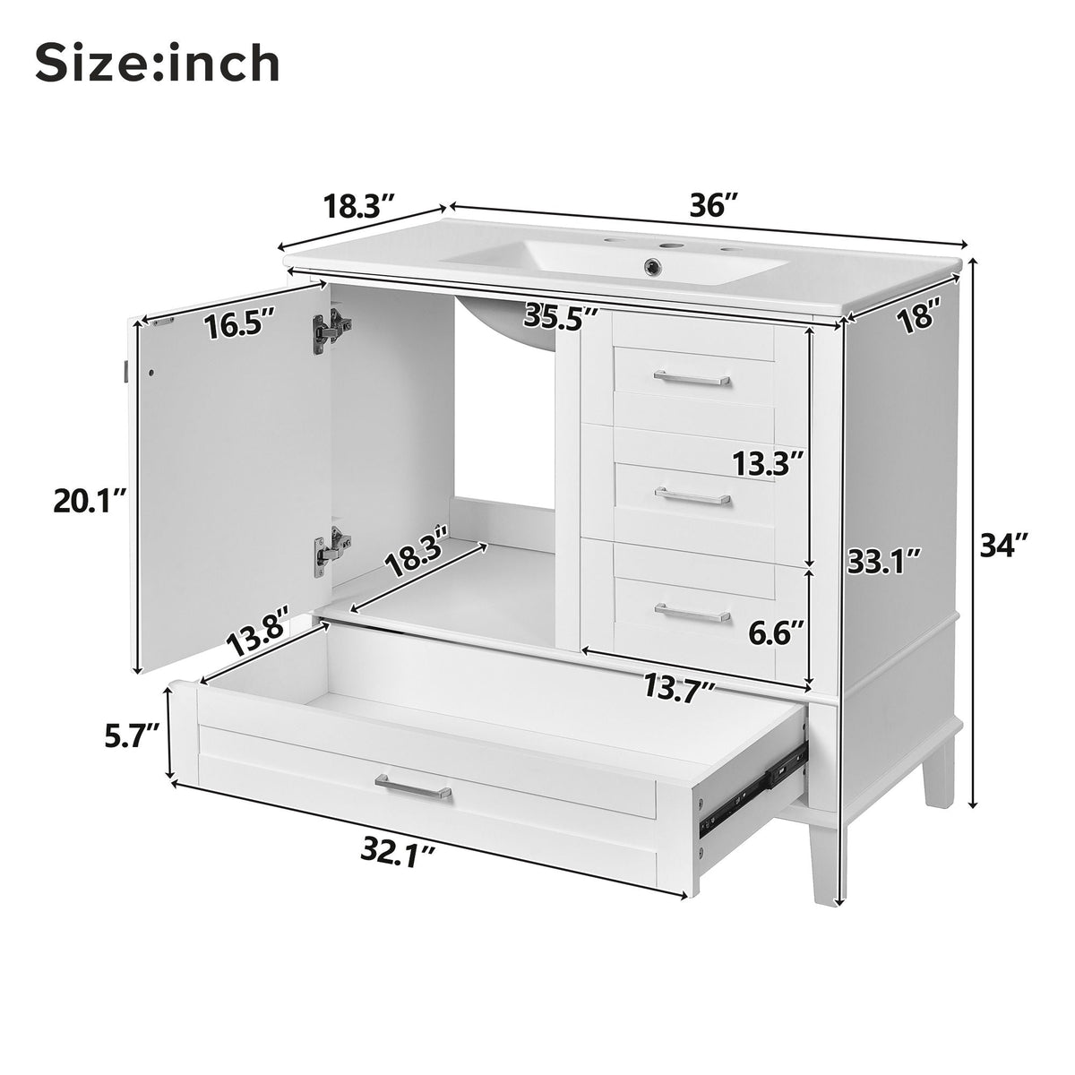 Modern Bathroom Cabinet With Sink Combo Set